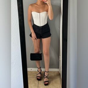 Ksubi High Rise Black Denim Shorts  24 Raw Hem distressed grunge edgy